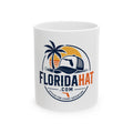Florida Hat Logo Ceramic Mug – Coastal Beach Sun Palm Tree Coffee Cup (11oz & 15oz)