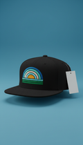 Midnight Black Retro Snapback with Sunset Motif